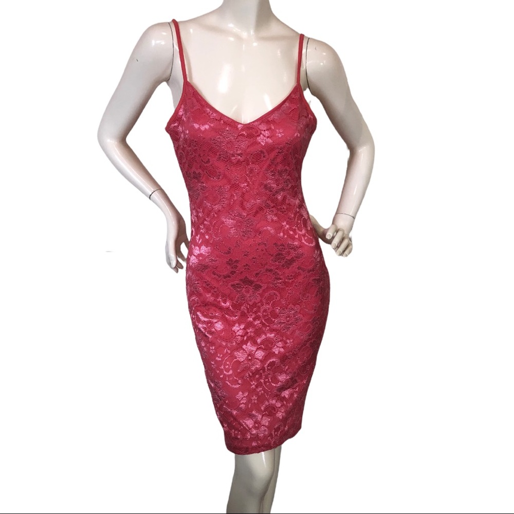 Y2K Boohoo Coral Pink Dress, Size 12 U.K. Medium